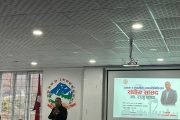 अर्जुनचौपारी गाउँपालिकामा गरिएको ‘जनता र स्थानीय जनप्रतिनिधिसँग सङ्घीय सांसद’ कार्यक्रममा सांसद राजु थापा ।